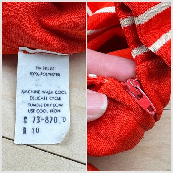 Vintage 1970s Red Striped Sleeveless A-Line Dress - Picture 6 of 8